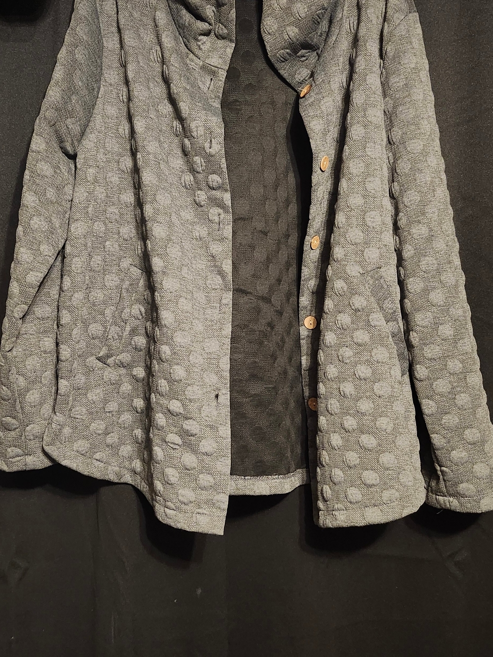 Plus Size Women's Textured Button-Front Jacket - Gray